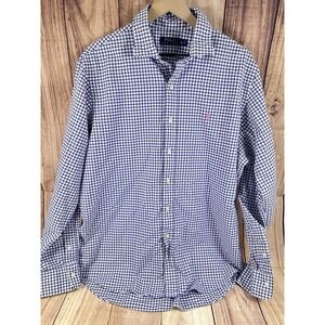 Polo Ralph Lauren Mens Shirt Button Down BLUE Checked‎ Long Sleeve XL XLARGE